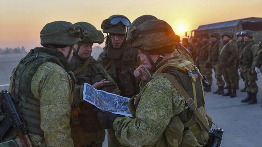 Tropas rusas desplegadas en Alepo, norte de Siria.