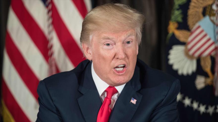 Donald Trump, presidente de EE.UU., habla sobre la amenaza norcoreana en una reunión en Bedminster, Nueva Jersey, 8 de agosto de 2017.