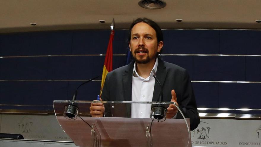 El líder de Podemos, Pablo Iglesias, en una conferencia de prensa, Madrid, 27 de junio de 2017.