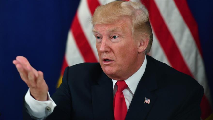 El presidente de EE.UU., Donald Trump, en una sesión informativa en Bedminster, 10 de agosto de 2017.