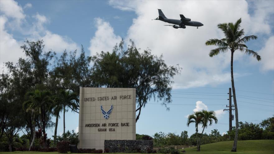 La entrada de la base aérea estadounidense de Andersen en la ciudad de Yigo, en la isla de Guam, 15 de agosto de 2017.