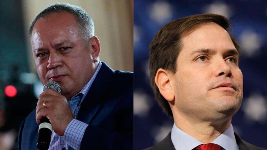 El primer vicepresidente del Partido Socialista Unido de Venezuela (PSUV), Diosdado Cabello (izda.), y el senador republicano de EE.UU. Marco Rubio.