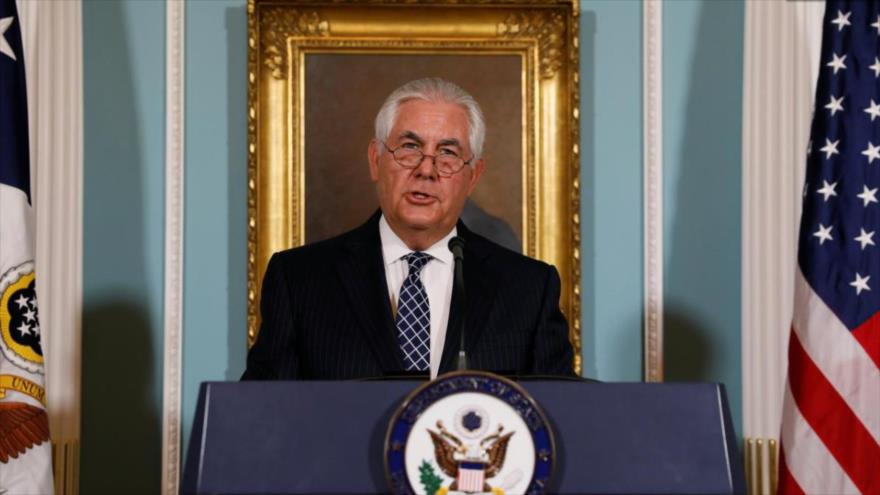 El secretario de Estado de EE.UU., Rex Tillerson, ofrece un discurso en el Departamento de Estado en Washington, 15 de agosto de 2017.