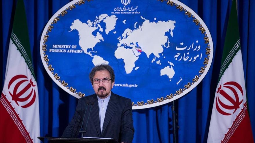 El portavoz del Ministerio de Asuntos Exteriores de Irán, Bahram Qasemi, ofrece su rueda de prensa semanal, 7 de agosto de 2017.