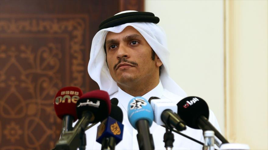 El canciller catarí, Mohamad Abdulrahman Al Thani, ofrece una rueda de prensa en Doha, capital de Catar, 2 de agosto de 2017.