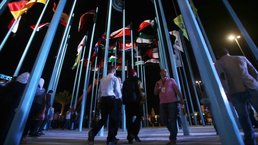 Participantes de diferentes países durante la inauguración de la Feria Internacional de Damasco, 17 de agosto de 2017.