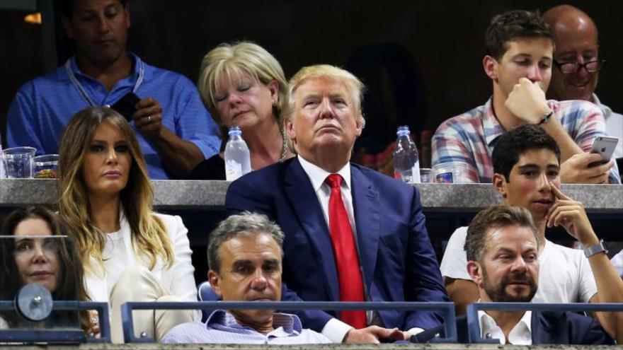 Donald Trump y su esposa Melania en un palco del US Open, el 8 de septiembre de 2015. 
