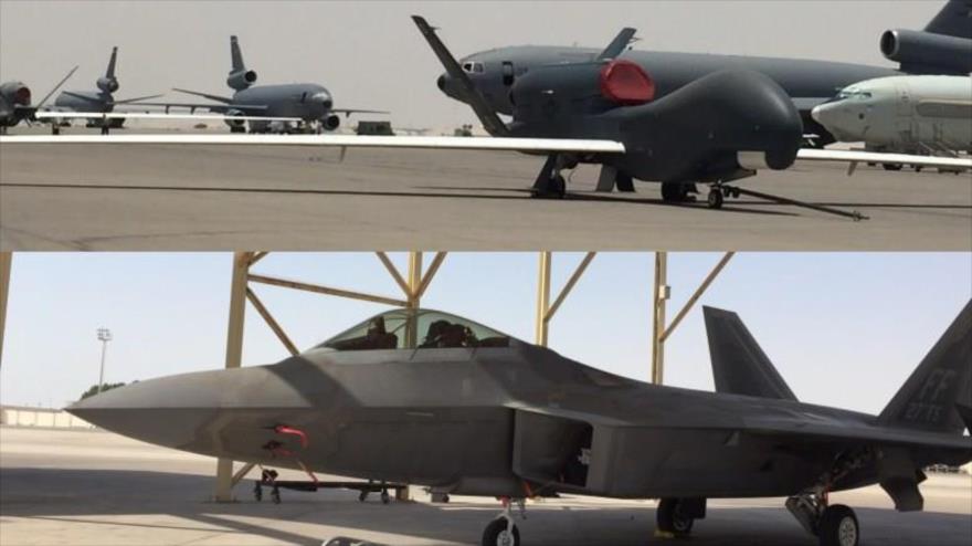 Aparatos aéreos militares desplegados en la base de EE.UU. en los Emiratos Árabes Unidos (EAU).