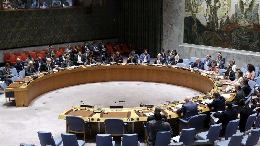 Una sesión del Consejo de Seguridad de las Naciones Unidas (CSNU) sobre el lanzamiento de nuevo misil por Pyongyagn, Nueva York, 29 de agosto de 2017.