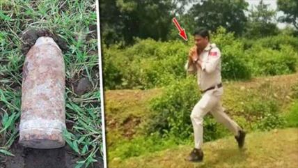 Vídeo: Policía indio corre con una bomba para salvar a 400 niños