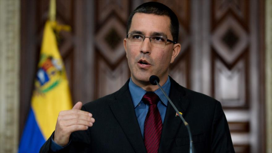 El canciller venezolano, Jorge Arreaza, durante una conferencia de prensa en Caracas (capital), 4 de septiembre de 2017.