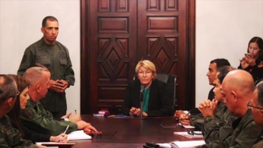 La ex fiscal general de Venezuela Luisa Ortega durante una reunión con altos mandos de las Fuerzas Armadas del país.