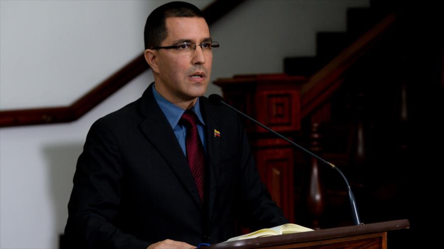 El canciller de Venezuela, Jorge Arreaza, en una conferencia de prensa, Caracas, 4 de septiembre de 2017.