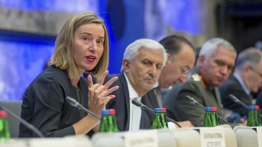 La jefa de la diplomacia europea Federica Mogherini, reunida con ministros de Asuntos Exteriores de la UE, Tallin, Estonia, 7 de septiembre de 2017.