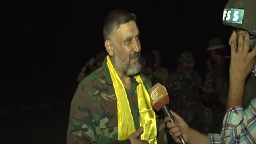 El comandante militar del Movimiento de Resistencia Islámica de El Líbano (Hezbolá), Haj Abu Mustafa, ofrece entrevista a Al-Mayadeen, 9 de septiembre de 2017.