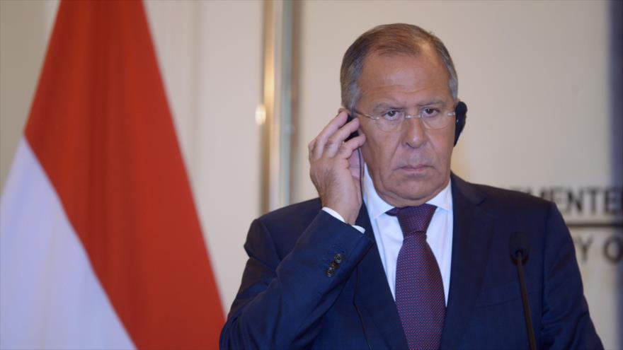 El canciller ruso, Serguéi Lavrov, en una conferencia de prensa en Indonesia, 9 de agosto de 2017.