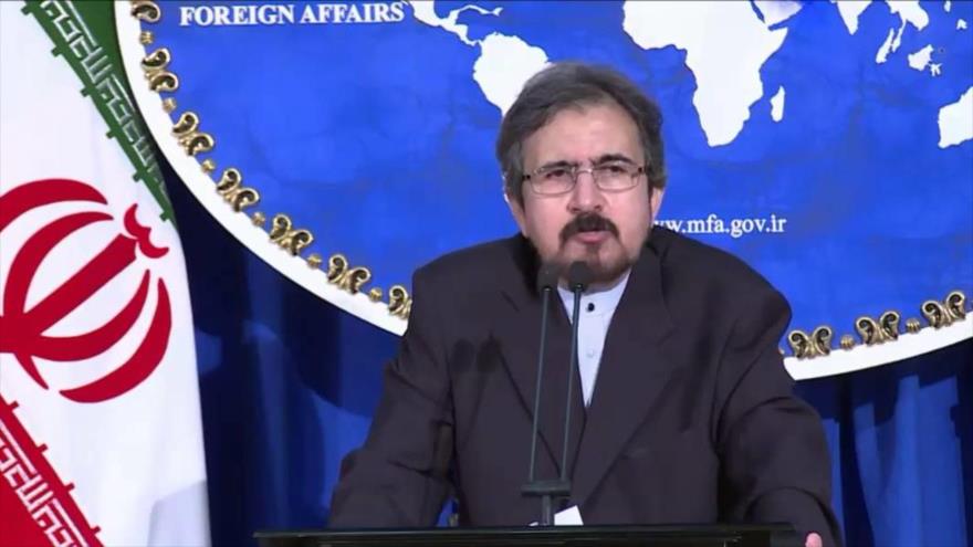 El portavoz de la Cancillería iraní, Bahram Qasemi, durante una conferencia de prensa en Teherán, capital persa.