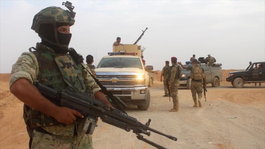 Fuerzas iraquíes en la ciudad de Aakashat, al noroeste de la provincia de Al-Anbar, fronteriza con Siria, 15 de septiembre de 2017.