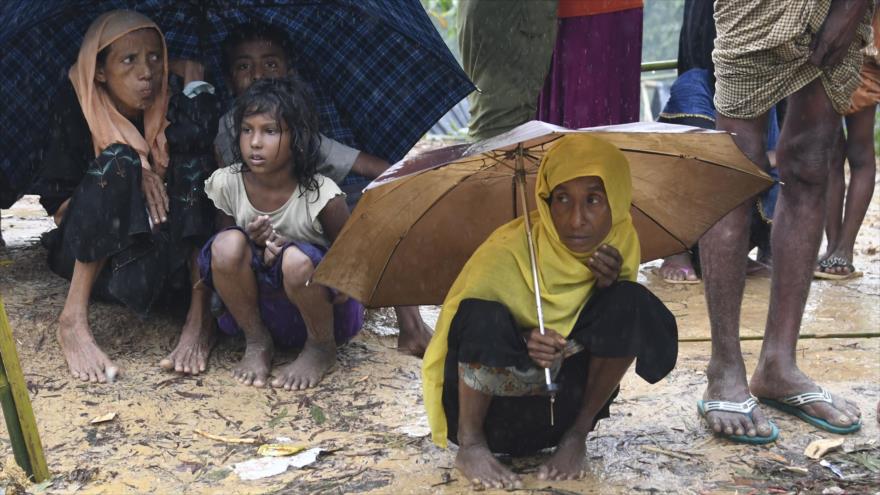 Desplazados musulmanes rohingyas en un campo de refugiados en Bangladés, 17 de septiembre de 2017.