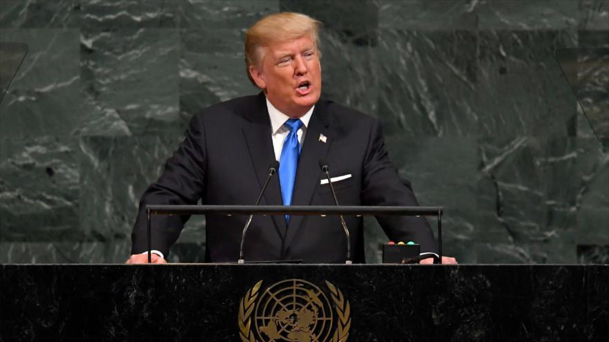 El presidente de Estados Unidos, Donald Trump, en la Asamblea General de las Naciones Unidas (AGNU) en Nueva York, 19 de septiembre de 2017.