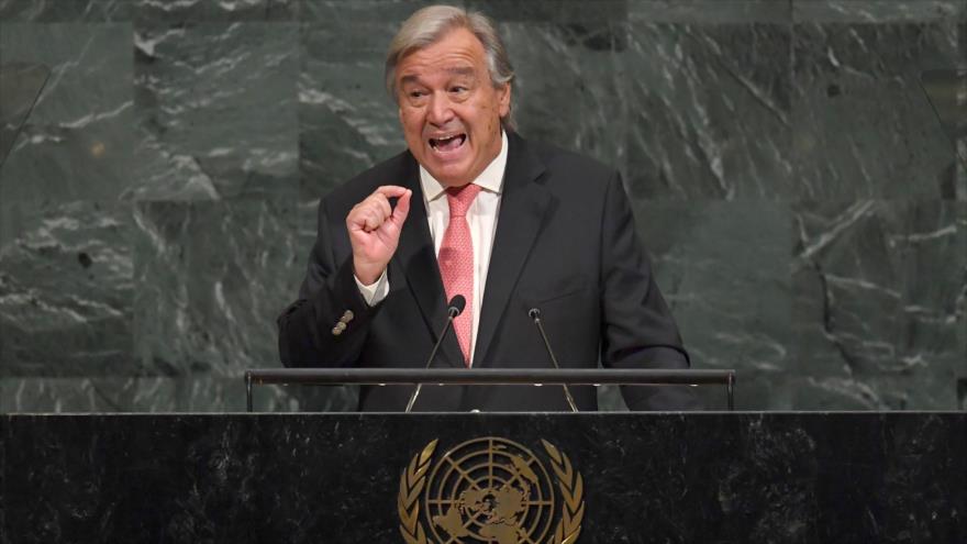 El secretario general de la ONU, Antonio Guterres, habla durante la apertura de la AGNU en Nueva York, 19 de septiembre de 2017.