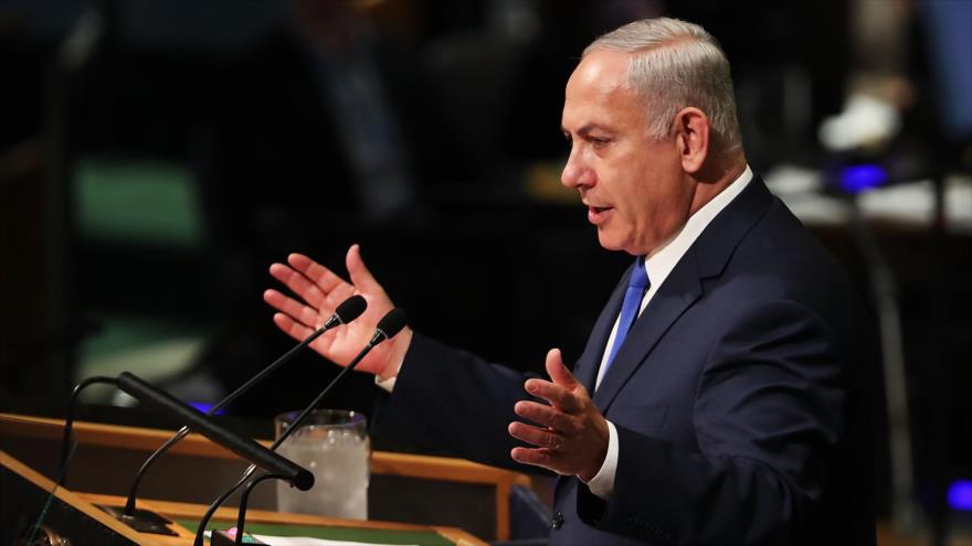 El primer ministro de Israel, Benyamin Netanyahu, habla en la Asamblea General de Naciones Unidas (AGNU) en Nueva York, 19 de septiembre de 2017.