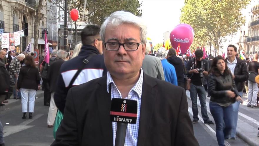 Manifestantes franceses rechazan la reforma laboral de Macron