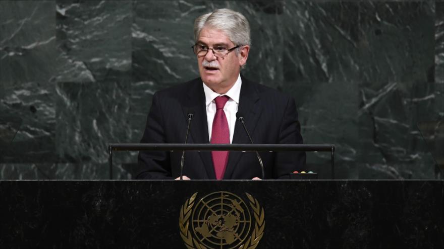 El ministro de Exteriores de España, Alfonso María Dastis Quecedo, se dirige a la 72ª Sesión de la Asamblea General de la ONU, 21 de septiembre de 2017.