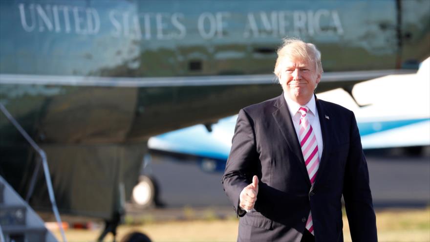 El presidente de EE.UU., Donald Trump, antes de partir del Aeropuerto Municipal de Morristown (Nueva Jersey), 22 de septiembre de 2017.