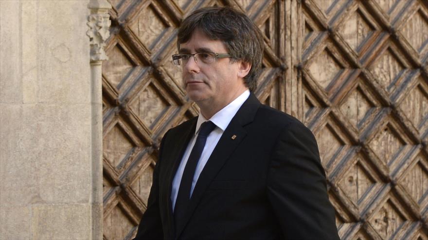 El presidente de Cataluña, Carles Puigdemont, en la sede del Ejecutivo catalán en Barcelona, 20 de septiembre de 2017.