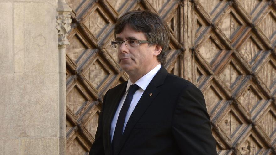 El presidente de Cataluña, Carles Puigdemont, en la sede del Ejecutivo catalán en Barcelona, 20 de septiembre de 2017.