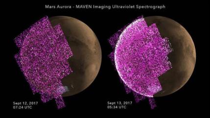 La NASA registra una aurora global nunca antes vista en Marte