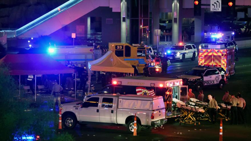 Sitio donde acaeció el tiroteo de Las Vegas, en Estados Unidos, 2 de octubre de 2017.