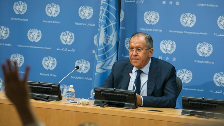 El canciller ruso, Serguéi Lavrov, ofrece una rueda de prensa en las Naciones Unidas, 22 de septiembre de 2017.