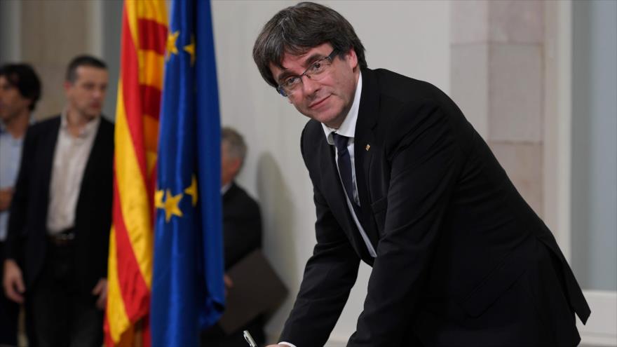El presidente de la Generalitat, Carles Puigdemont, 10 de octubre de 2017.
