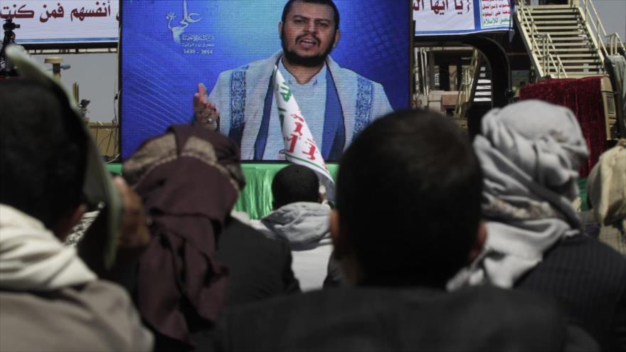 El líder del movimiento popular yemení Ansarolá, Abdulmalik al-Houthi, durante un discurso televisivo. 