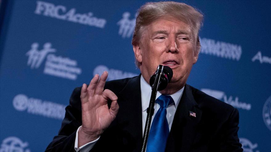 El presidente de EE.UU., Donald Trump, habla durante la cumbre sobre ‘votantes de valor’ en Washington, 13 de octubre de 2017.