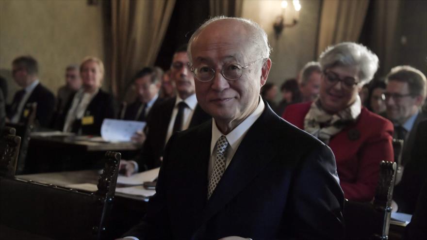 El director general de la AIEA, Yukiya Amano, en una reunión en Roma (capital de Italia), 9 de octubre de 2017.