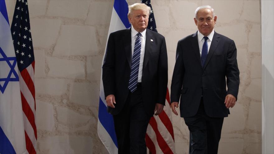 El presidente de EE.UU., Donald Trump, y el premier israelí, Benyamin Netanyahu, asisten a un encuentro bilateral.