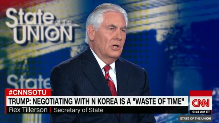 El secretario de Estado estadounidense, Rex Tillerson, en una entrevista con CNN, 15 de octubre de 2017.