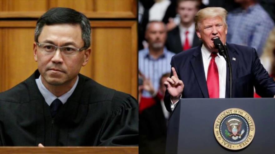 El juez federal de Hawái Derrick Watson (izda.) y el presidente de EE.UU., Donald Trump.