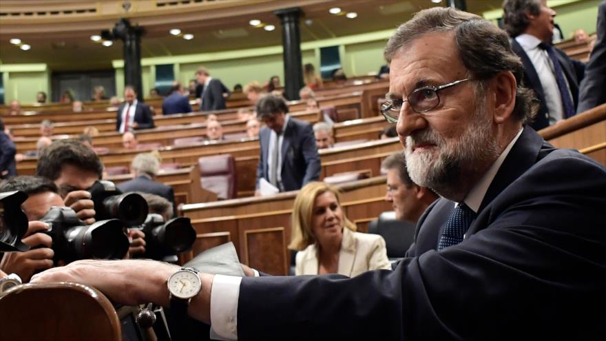 El presidente del Gobierno de España, Mariano Rajoy, en el Parlamente en Madrid, capital, 11 de octubre de 2017.