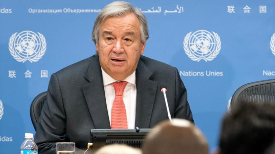 El secretario general de las Naciones Unidas, Antonio Guterres, durante una rueda de prensa.