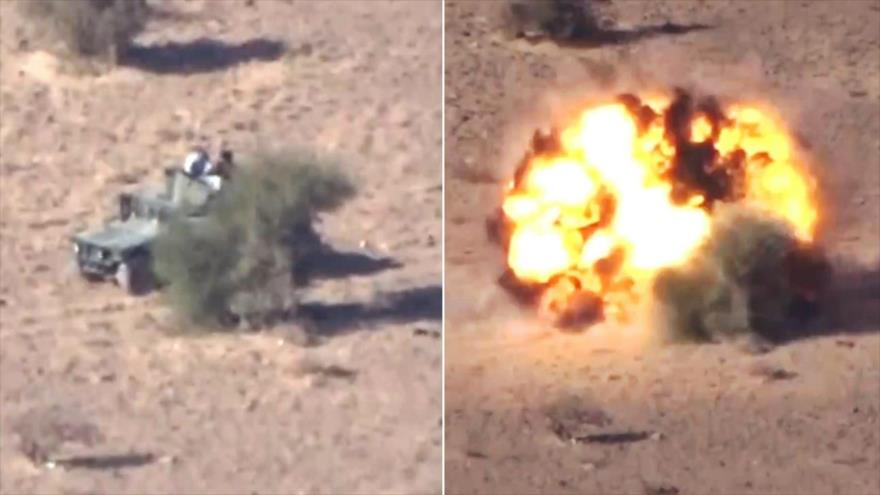 Vídeo: Misiles yemeníes destruyen un vehículo militar saudí