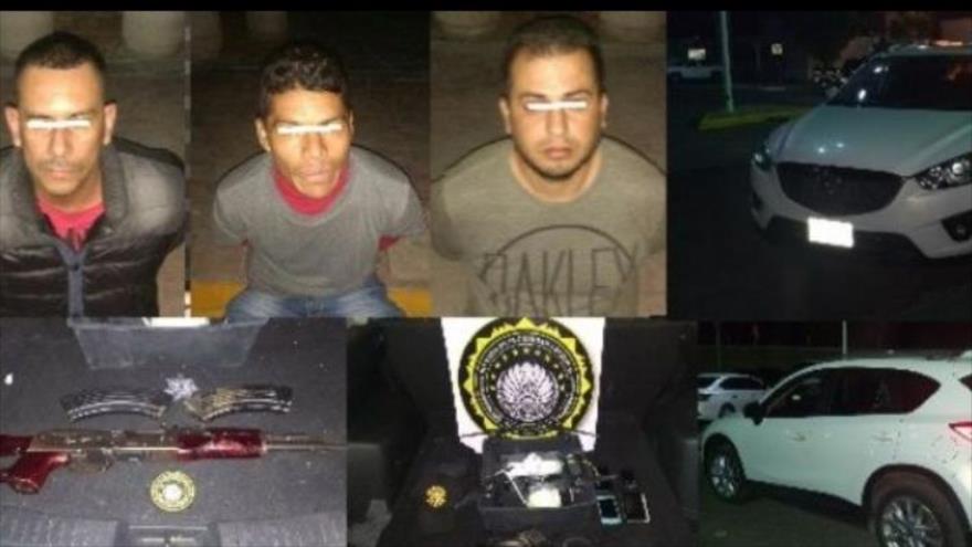 Banda criminal detenida en México, en posesión de armas y un dron, Salamanca, Guanajuato, 20 de octubre de 2017.