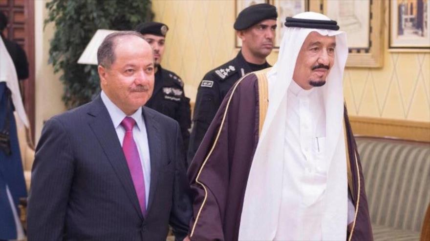 El rey saudí, Salman bin Abdelaziz Al Saud (dcha.) y el presidente del Kurdistán iraquí, Masud Barzani, 1 de septiembre de 2017.