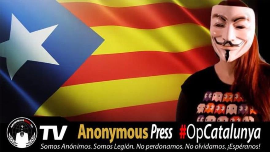 Captura de imagen de un vídeo de Anonymous sobre su campaña de ciberataques por Cataluña.