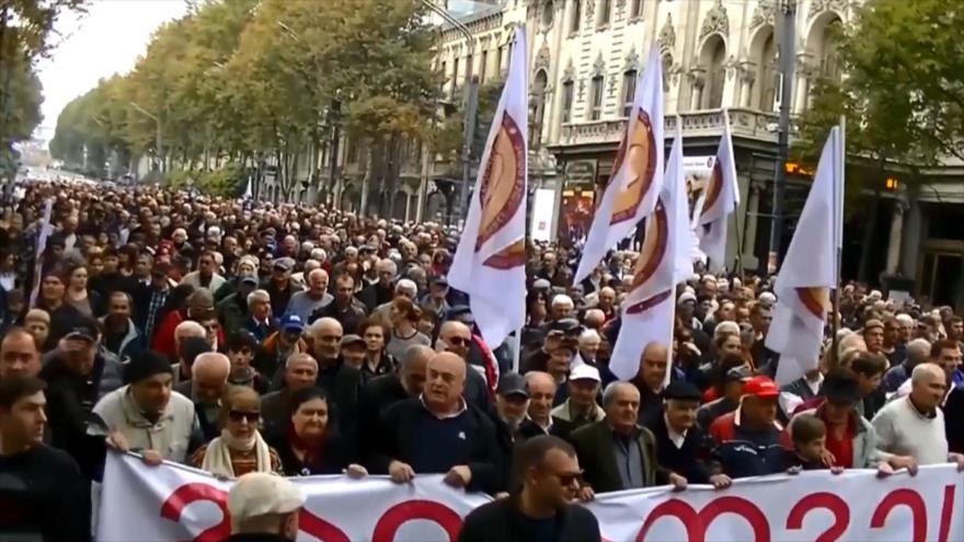 Georgianos se manifiestan por restablecimiento de lazos con Rusia 