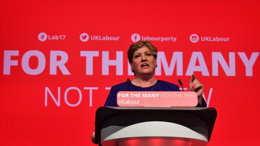 Emily Thornberry, que preside la comisión de Relaciones Exteriores de los laboristas, habla en una conferencia en Brighton, 25 de septiembre de 2017.