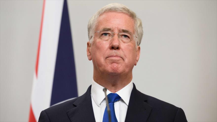 El ministro británico de Defensa, Michael Fallon, durante una conferencia de prensa, 12 de octubre de 2017.
